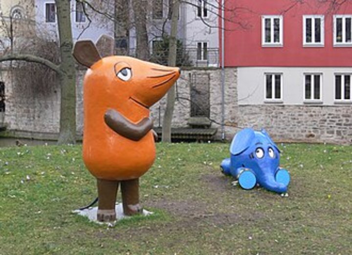 Die Maus und der Elefant in Erfurt an der Rathausbrücke