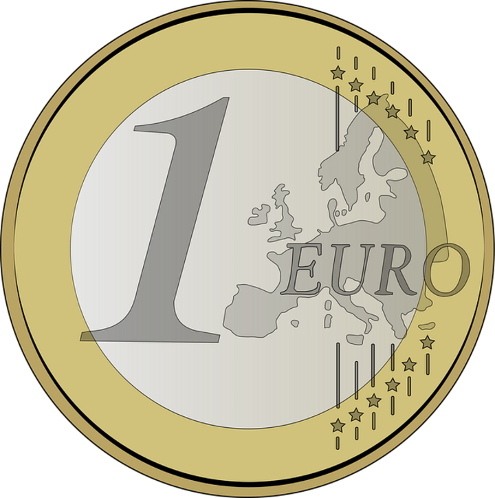 Das Bild zeigt eine illustrierte 1-Euro Münze