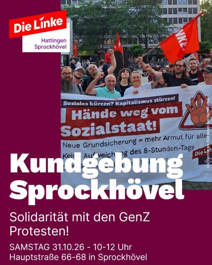 Aufruf zur Teilnahme an der Kundgebung in Sprockhövel am 31.10.26 von 10-12 Uhr in der Hauptstraße 66-68